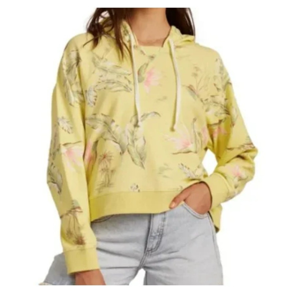 Billabong Yellow Pink Long Sleeve Hooded Sweatshirt